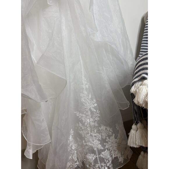 Lulus Mine, All Mine White Embroidered Organza Strapless A-Line Gown Size Medium - Picture 10 of 12